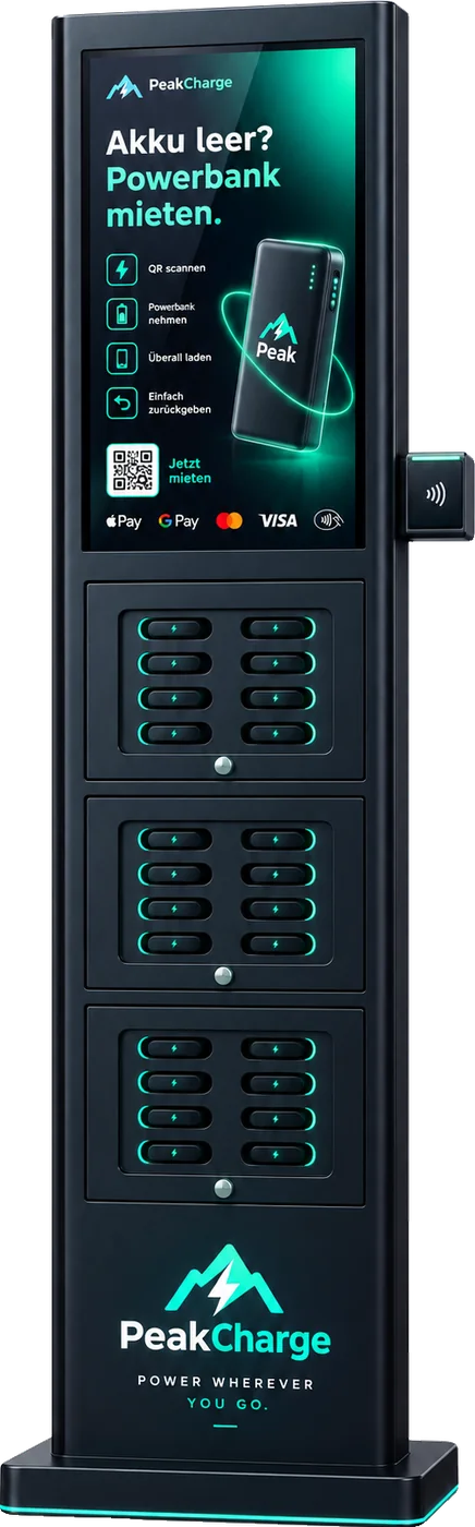 Wetterfester Tower mit 24 Powerbanks